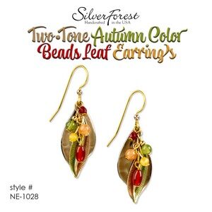 Silver Forest Two-Tone Autumn Color Beads Leaf Earrings 🍂